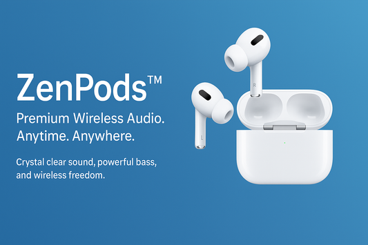 ZenPods™ TWS Wireless Bluetooth 5.3 Earbuds – Noise Cancelling + 20h Battery Life